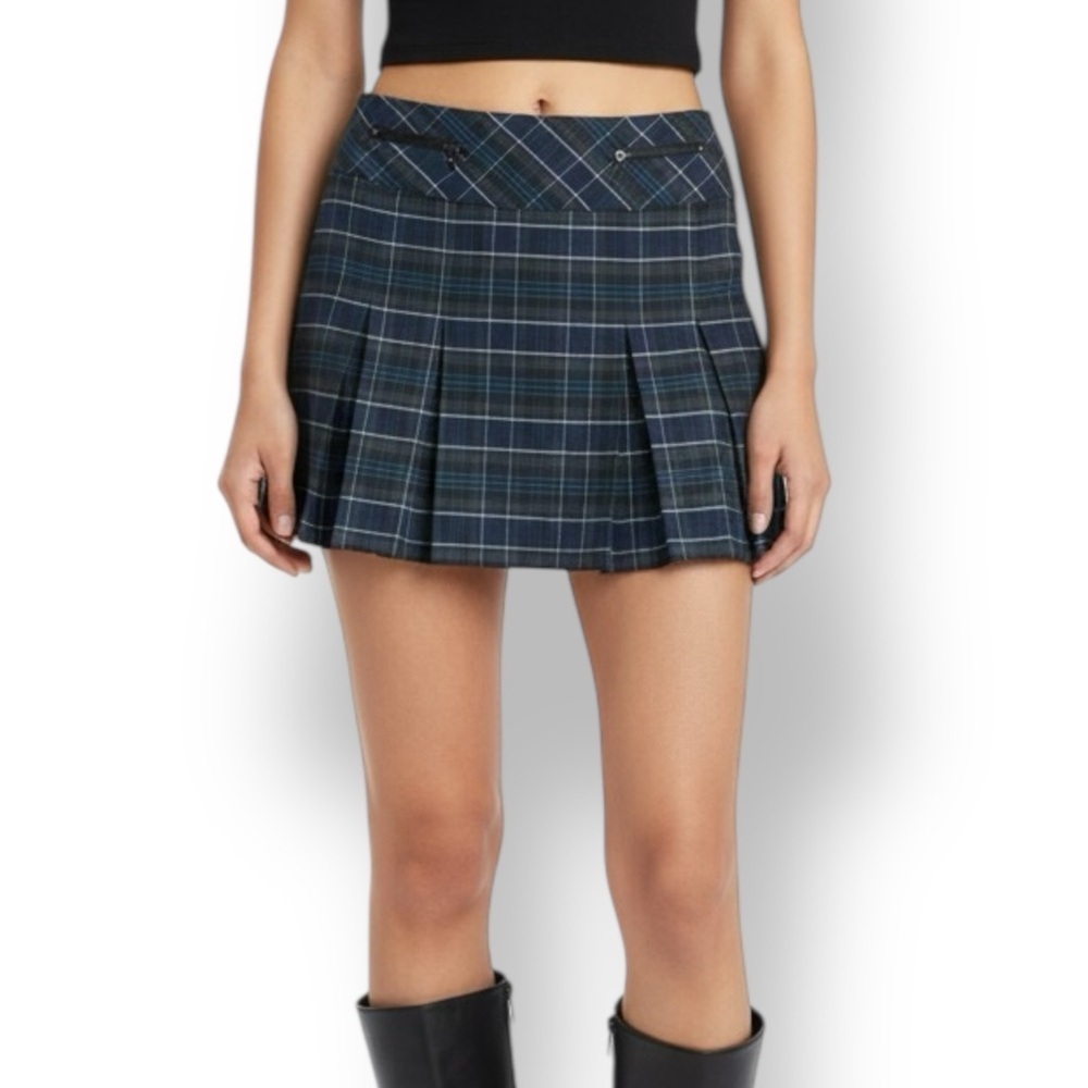 Y2K Le Château Plaid Tartan Mini Skirt With Zipper Pockets Size 5/6 - Picture 1 of 7